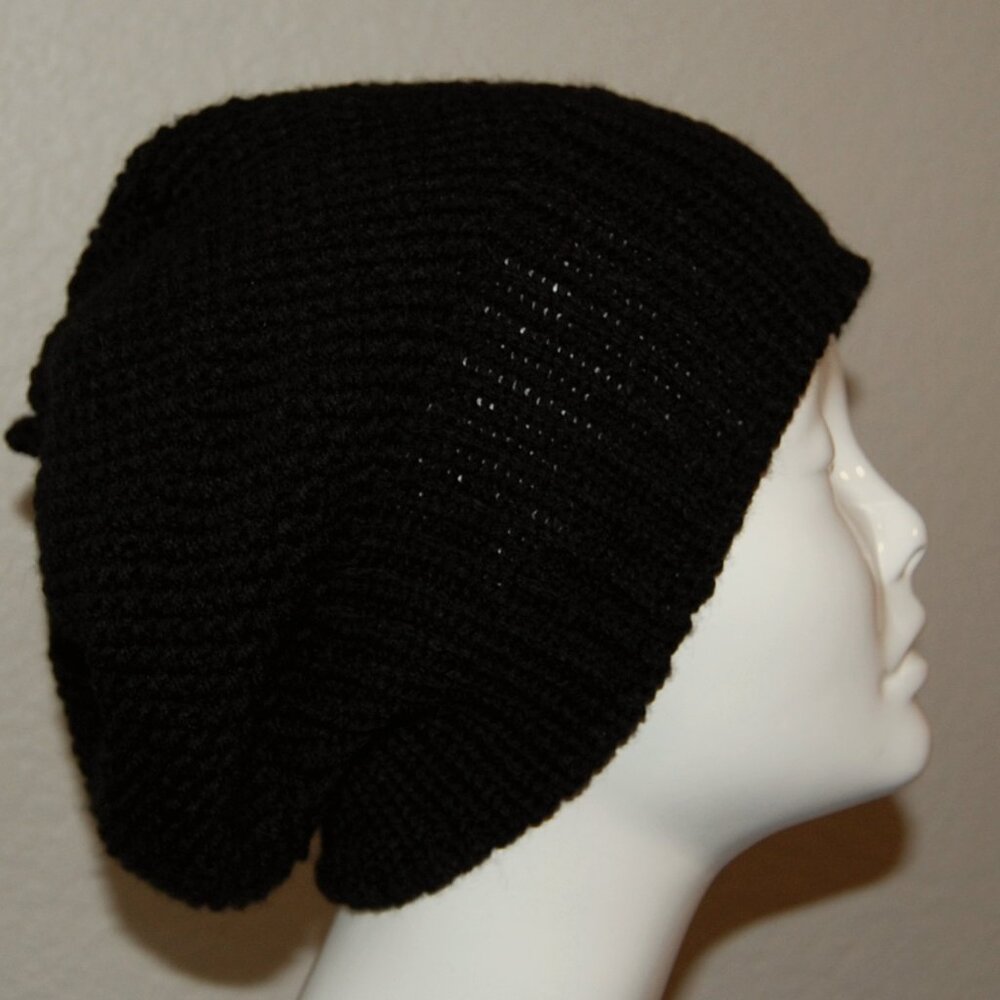 NEW Handmade Black Beret Hat, Women Size M/L - Picture 5 of 9